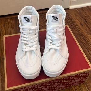 Never worn all white Sk8-Hi Stacked Vans.